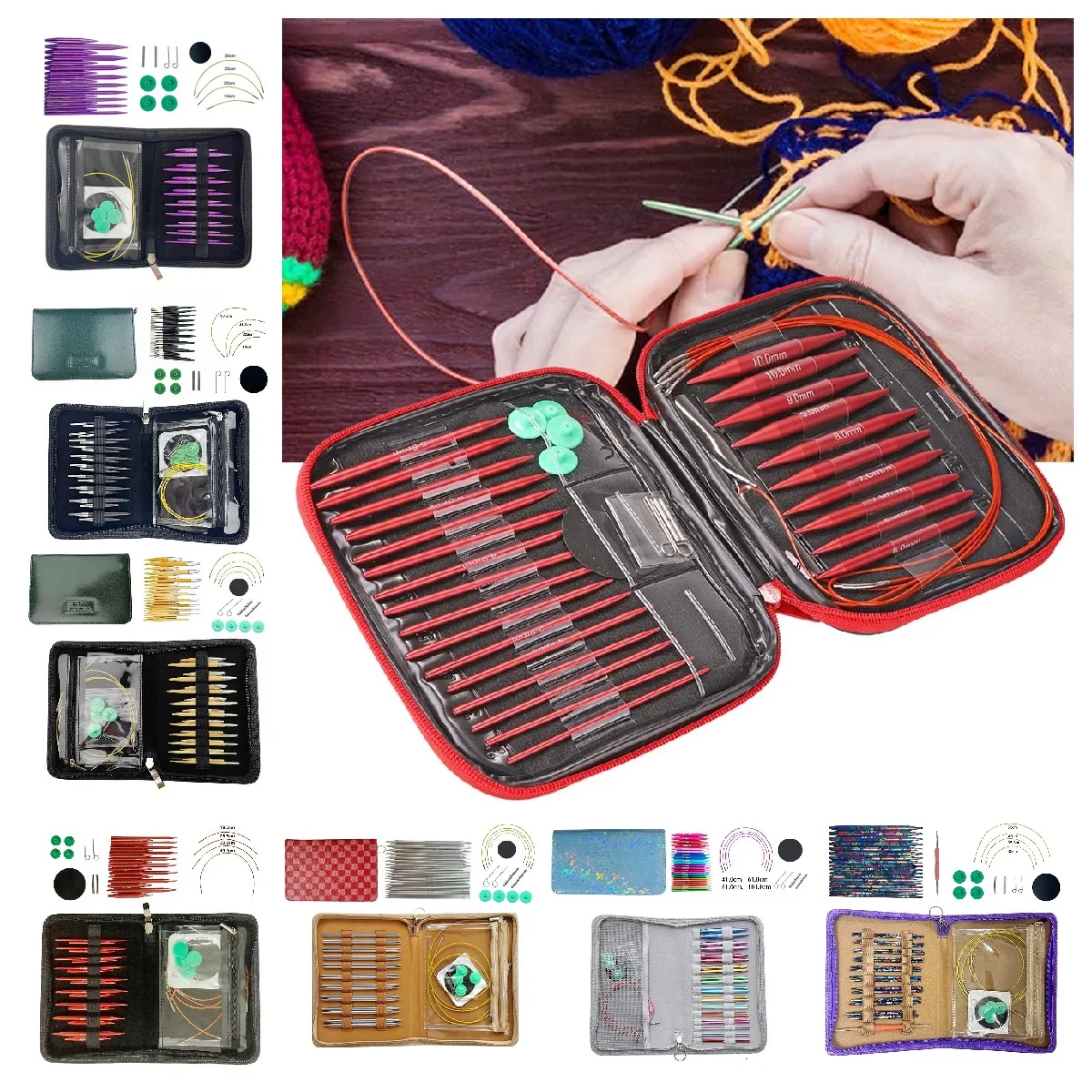 Спицы для вязания съемные из черного дерева