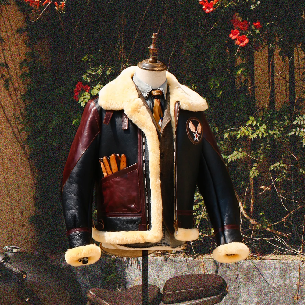 

Tailor Brando J-103-2 European Size Super Top New Zealand Merino Sheepskin Coat B3 Pilot Warm and Cold Protection Fur Coat