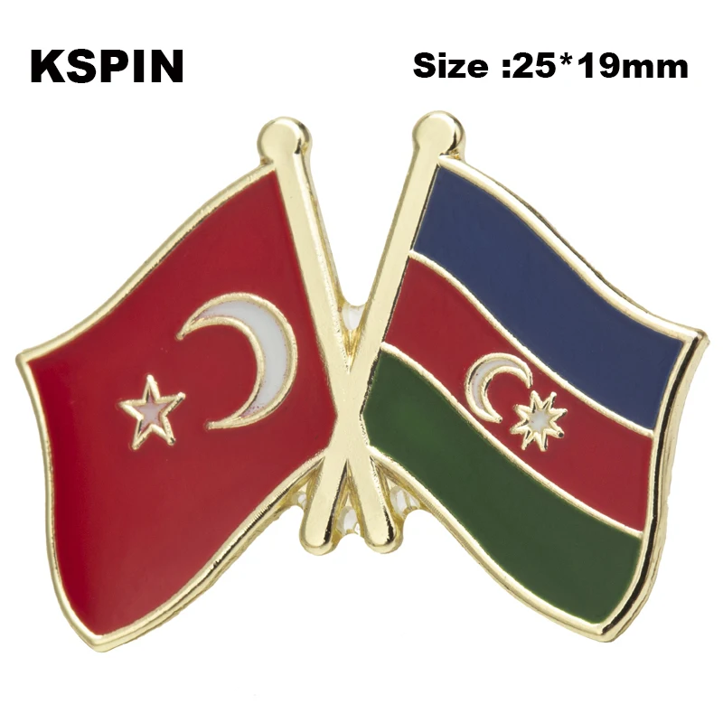 

Turkey & Azerbaijan Flag Badge Pins Badge Brooch Badges on Backpack Pin Brooch
