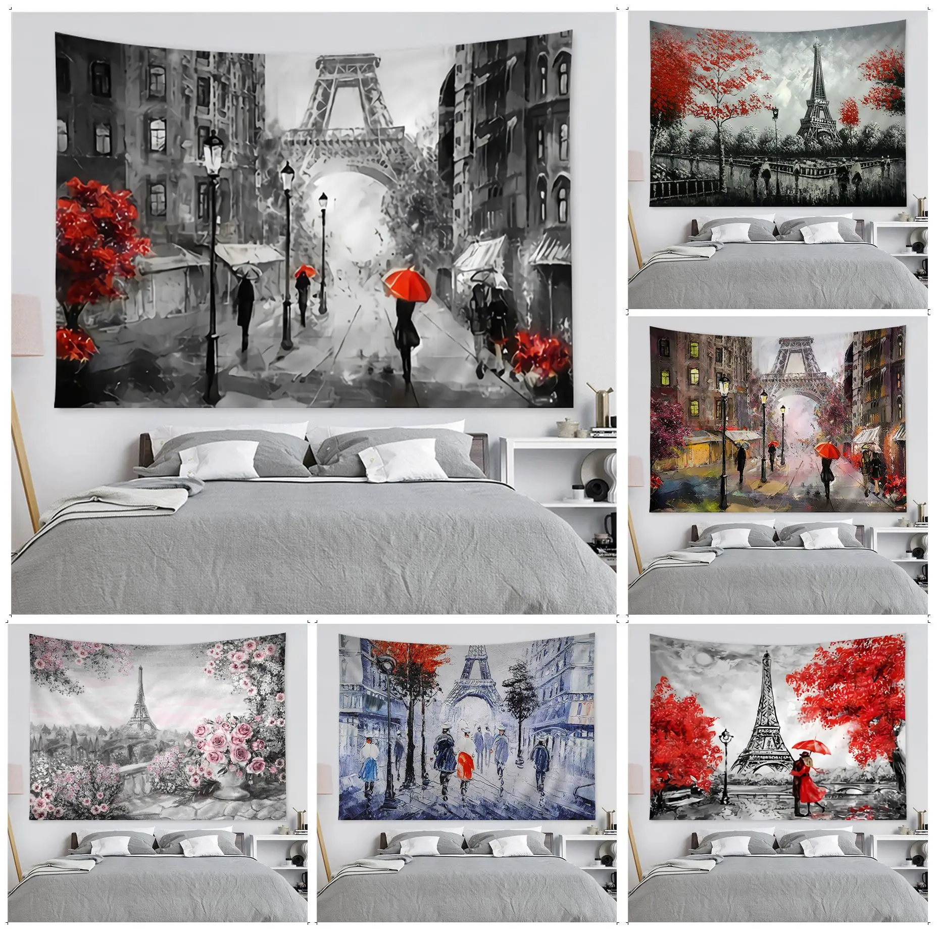 

Домашнее искусство, декоративный уличный пейзаж, принт Парижской башни, хиппи, настенные подвесные гобелены, богемная мандала, простыня, од...