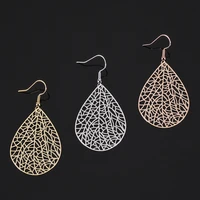 vintage gold metal hollow leaf drop earrings for women party club wedding gifts long pendant earrings personalized jewelry