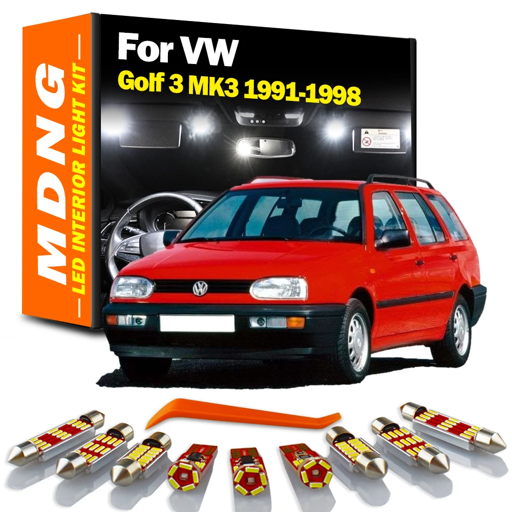 

MDNG 10Pcs LED Interior Map Dome Trunk Light Kit For Volkswagen VW Golf 3 MK3 1991 1992 1993 1994 1995 1996 1997 1998 Car Bulbs