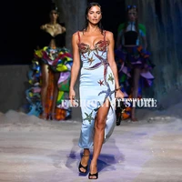 italian designer 2022 runway fashion woman dress best version sexy strap 3d diamonds starfish decorative maxi dresses for women