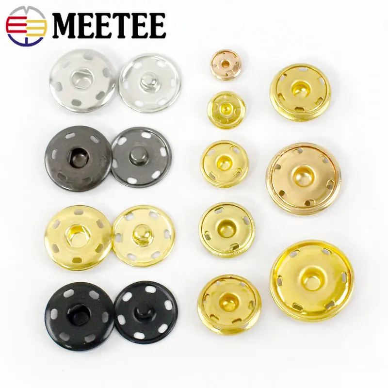 

10Sets Meetee 8-25mm Metal Snap Button Press Stud Fastener Sewing Buttons Buckle Invisible Clasp Shirt Coat Garment Accessories