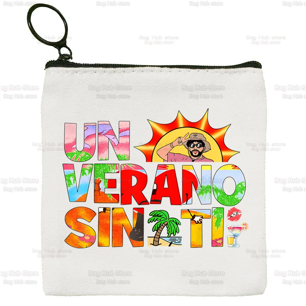 Un Verano Sin Ti Coin Purse Female Mini Canvas Art Bad Bunny Cute Key Case Aesthetic Coin Purse Singer Charms Student Wallet