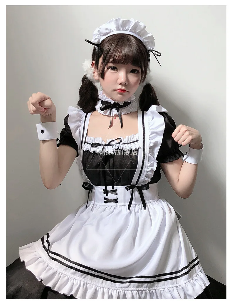 

2023 Black Cute Lolita Maid Costumes Girls Women Lovely Maid Cosplay Costume Animation Show Japanese Outfit Dress Clothes
