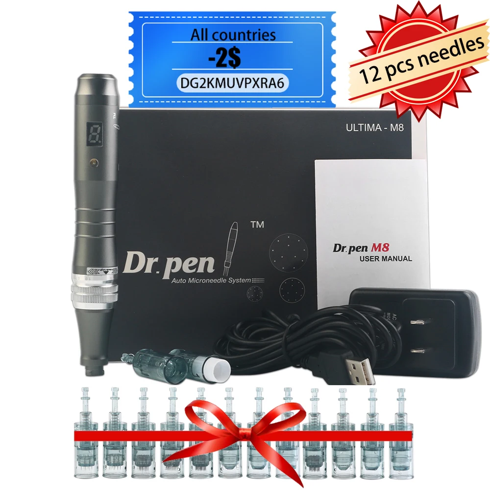 

Профессиональное устройство Dermapen Dr Pen M8 Беспроводная Дерма-ручка с 12 шт фрикциона, устройство для антивозрастной мезотерапии