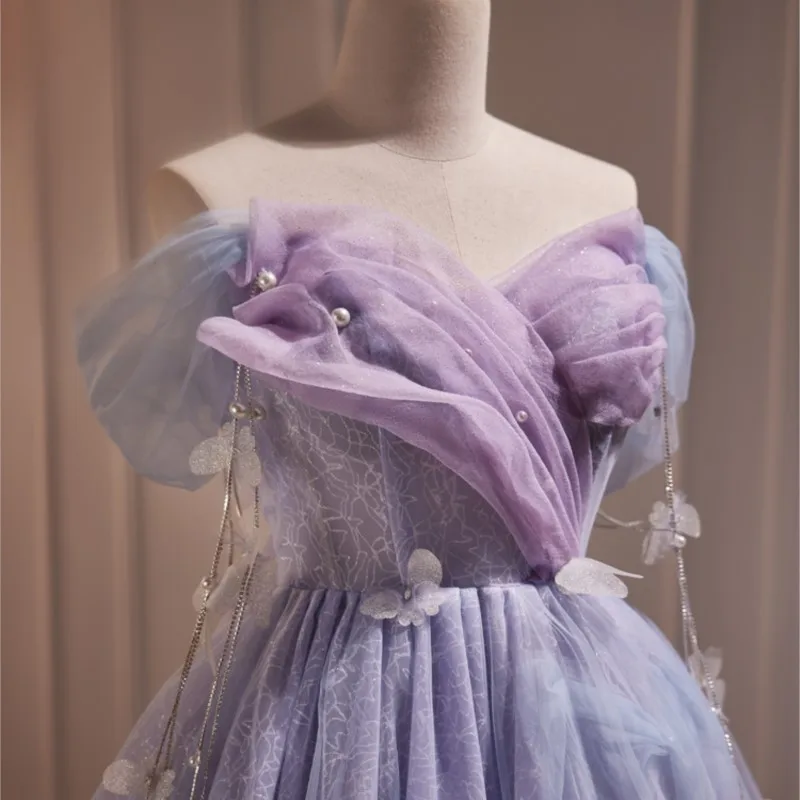Фиолетовая фея из газовой ткани для дня рождения Sen ретро Короткое женское платье