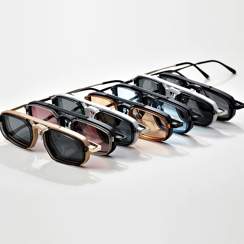 Женские и мужские очки с двойным мостиком цветные солнцезащитные из сплава