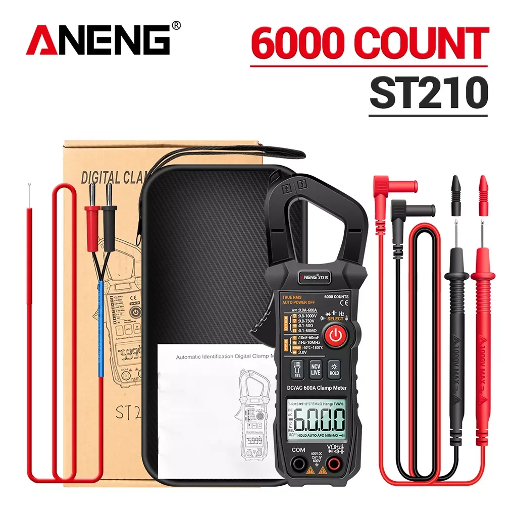 

Мультиметр-зажим ANENG ST210 с ЖК-дисплеем, 6000 А