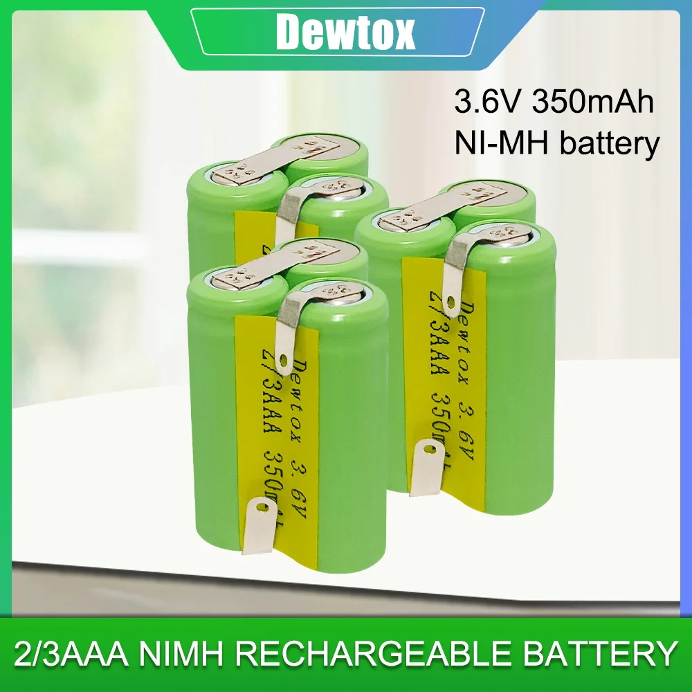 3.6V 2/3AAA 350mAh Ni-MH Rechargeable Battery With Welding 3* Battery 2/3 AAA for Electric shavers, electric toothbrushes, toys