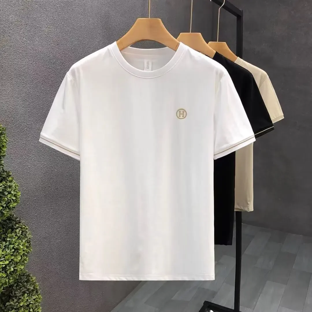 2024 летняя новая мужская футболка с коротким рукавом универсальная утягивающая