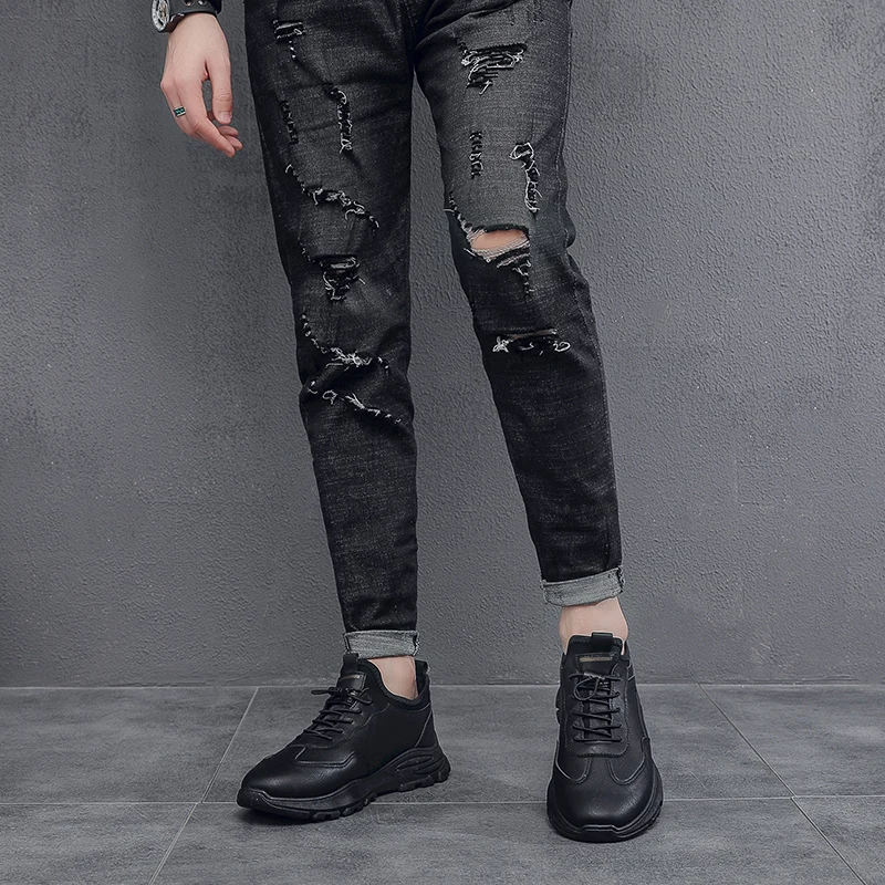 Мужские повседневные кожаные туфли на плоской подошве