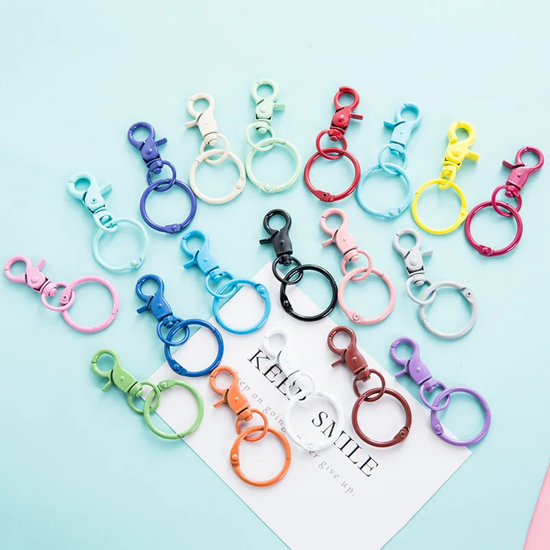 

24 Colors Lobster Clasps Hooks Keychain Color Spray Paint Key Chain Key Rings For DIY Jewelry Making Keychain