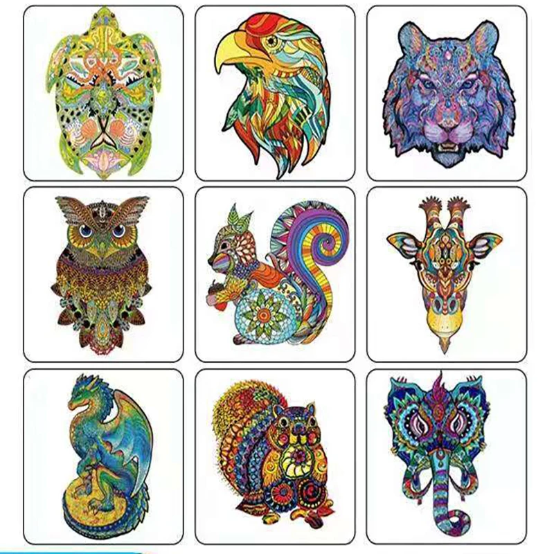 

Пазл с животными уникальной формы для детей, необычная деревянная головоломка с изображением инопланетянина, Подарочная игрушка для детск...