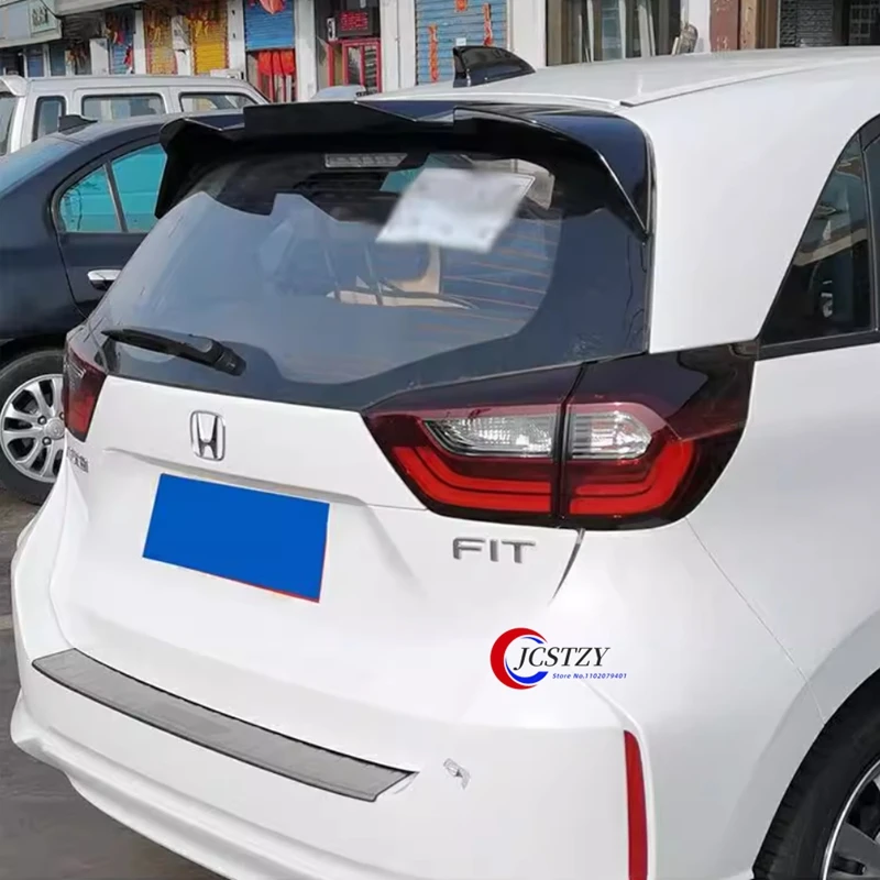 

Спойлер для Honda Jazz Fit 2020 2021 2022 2023, АБС-пластик, глянцевый черный светодиодный светильник, задний спойлер на крышу, крылья