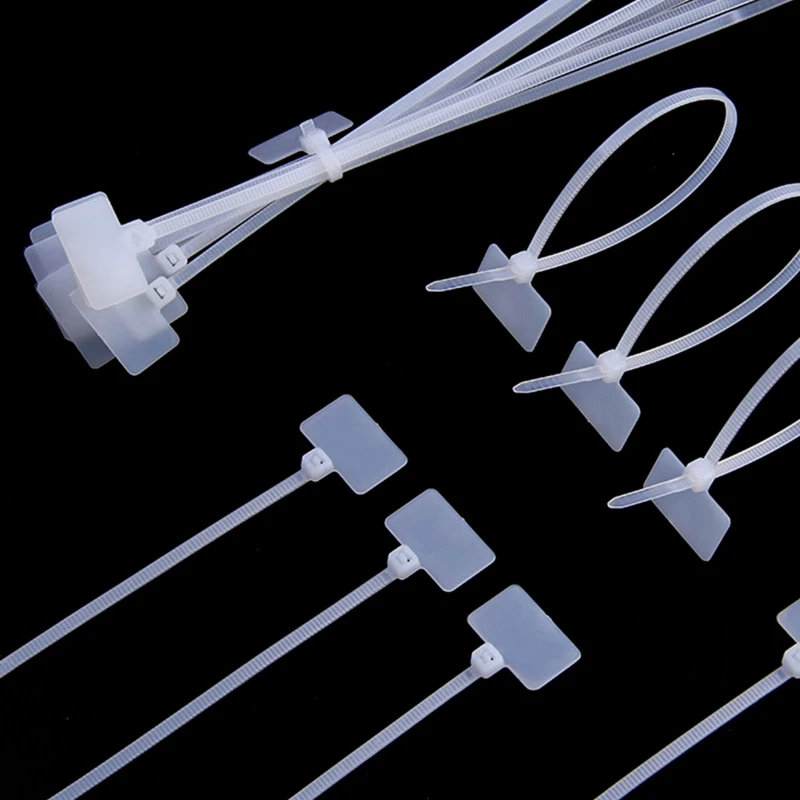 

100 Pieces Disposable Plastic Nylon Wire Ties Security Seal Tamper Tags Self-Locking Signage Cable Ties for Shipping