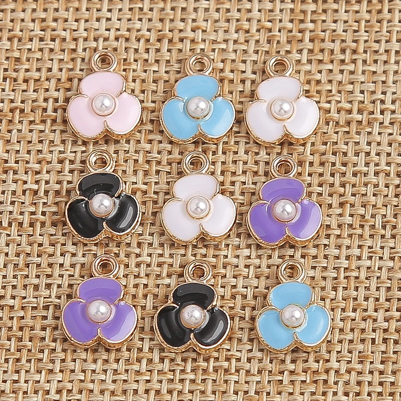 

10pcs 11x9mm Cute Mini Enamel Flower Charms for Jewelry Making Women Fashion Drop Earrings Pendants Necklaces DIY Crafts Supplie