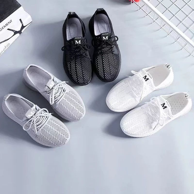 Breathable Women's Vulcanize Shoes Lace-up Female Casual Shoes Summer Mesh Platform Women Sneakers Outdoor Fashion Sports Shoes