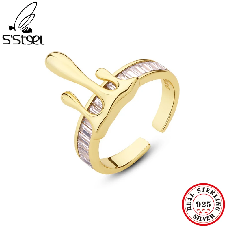 Женское регулируемое кольцо из серебра 925 пробы с цирконом