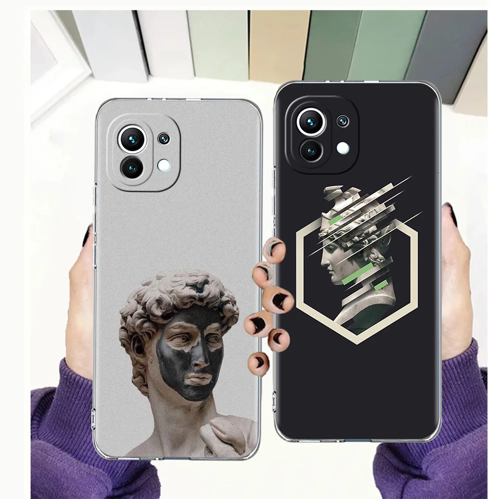 

Cartoon Art Statue Abstract Case for Xiaomi Poco F3 X3 X4 GT NFC M3 Mi 9T 11 Ultra 11X 11i Note 10T Pro Lite 5G Soft Transparent