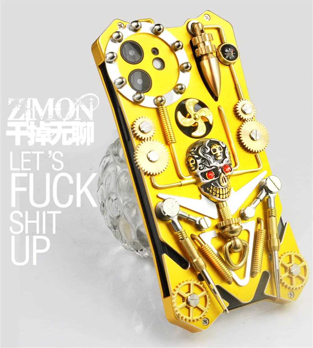 

Креативный защитный чехол в стиле панк с черепом для iPhone 13 Apple 13pro, модный металлический чехол с защитой от падения