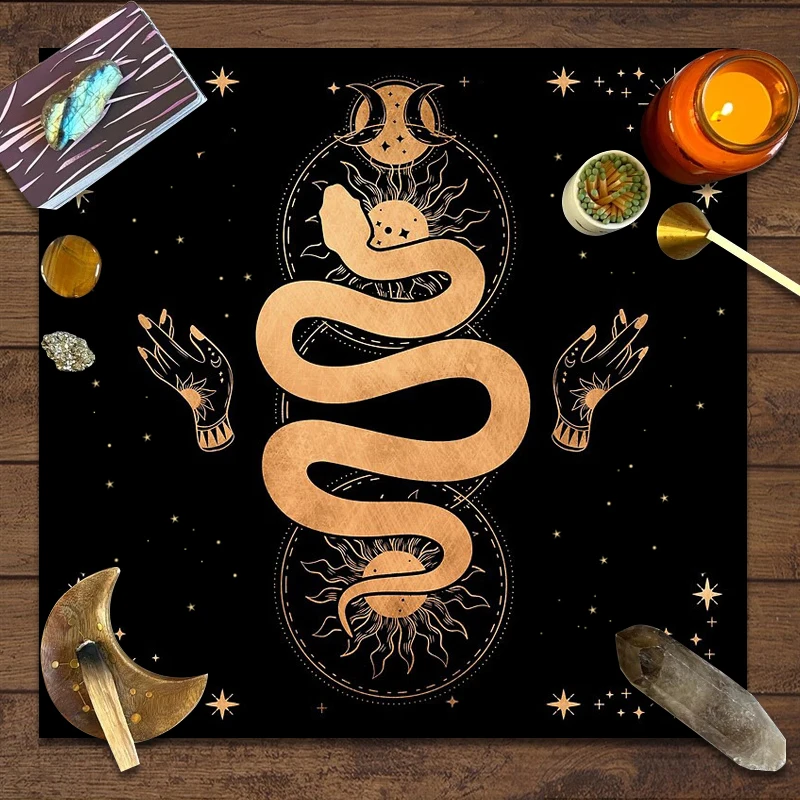 

Triple Moon Snake Altar Cloth Alter Cloth Tarot Cloth for Spread Tarot Reading Cloth Witchcraft Divination Cloth Board Game Mat