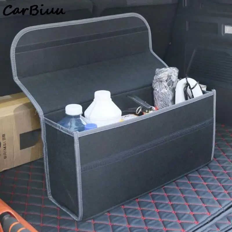 

Large Car Boot Organiser Carpet Storage Grey Bag Tools Travel Tidy Hook Case Hair Felt Storage Box Bag