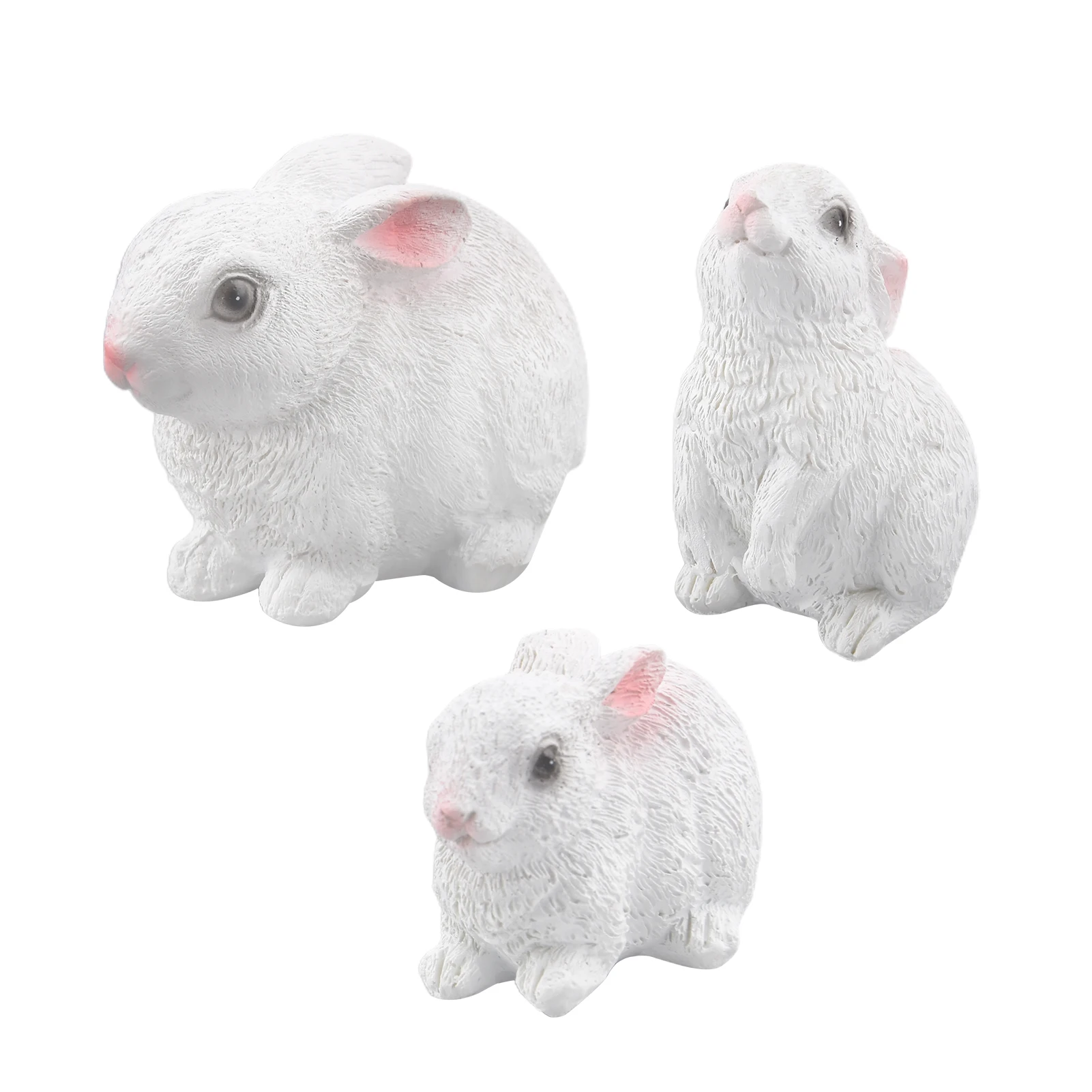 

3pcs Yard Home Garden Indoor Outdoor Table Decor Resin Rabbit Statue Art Modern Gift Bunny Family Cute Lawn Patio For Kids