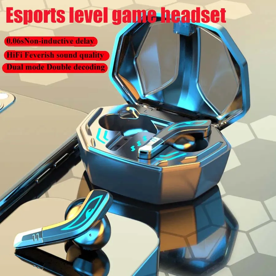 Esports Level Game Headset Wireless Earphones Stereo Surround Sound Quality Blue-tooth Headphones HIFI Dual Dynamic Coi Mic Earb