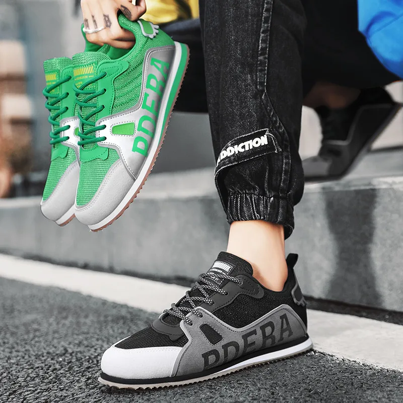 2023 Spring Retro Green Sport Shoes for Man Lightweight Breathable Running Shoes Men Non-slip Comfortable Men's Trainers Shoes