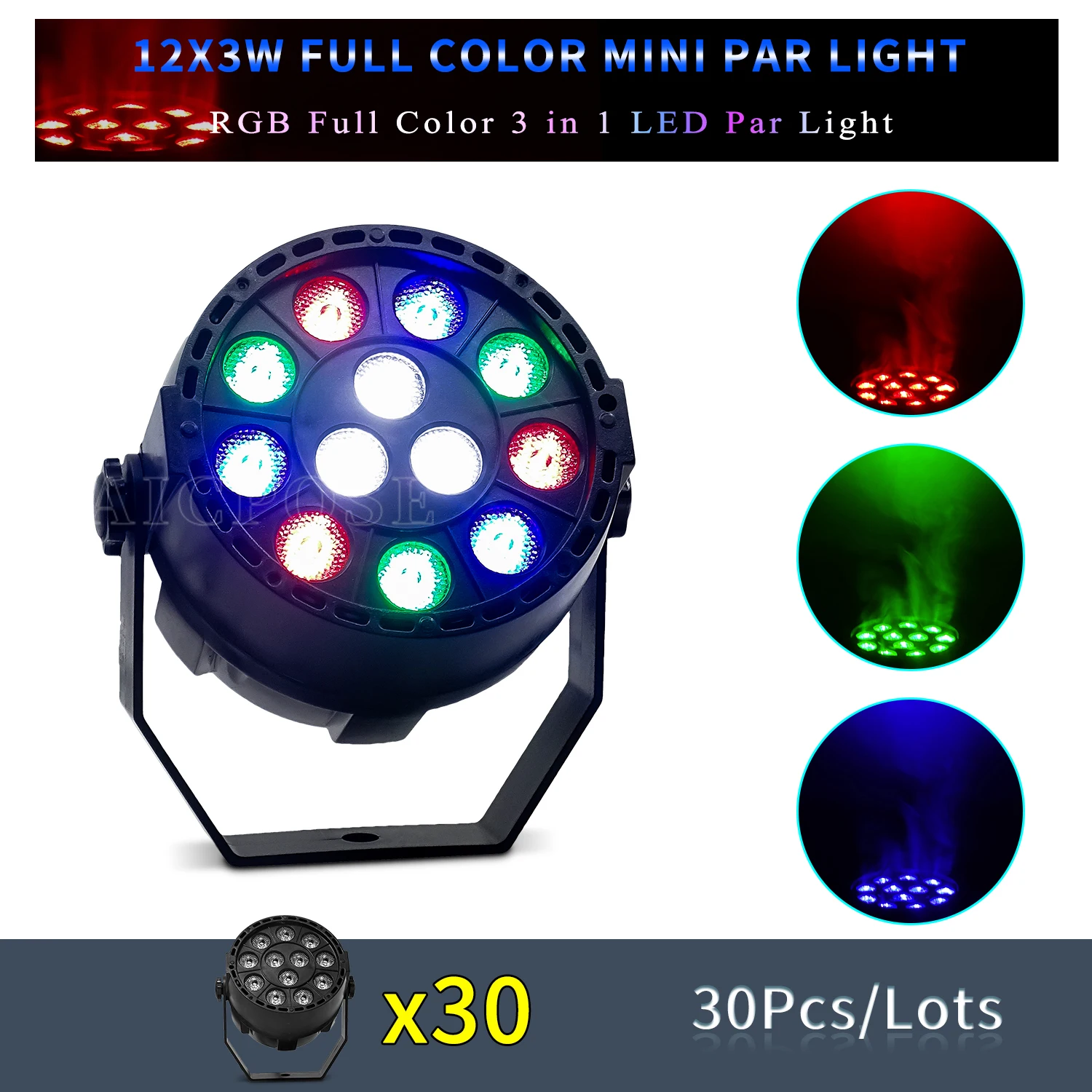 30 шт./лот 12x3 Вт RGB 3 в 1 светодиодный минисветильник Par RGBW четыре цвета