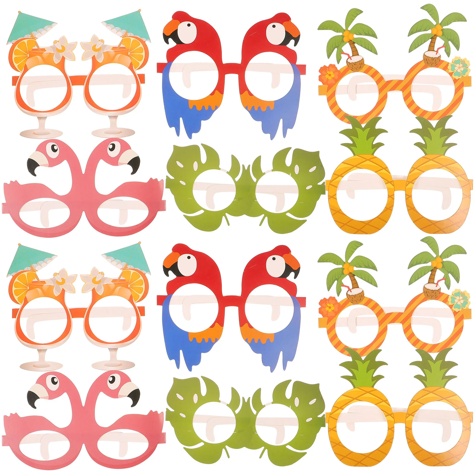 

12 Pcs Photo Frame Hawaiian Decor Funny Party Glasses Tropical Dress Props Paper Summer Beach Novelty Pool Luau