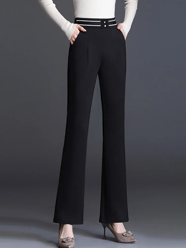 

Elegant Designer Office Lady Full Length Pants Elastic Waist Business Casual Trousers Female S-5XL