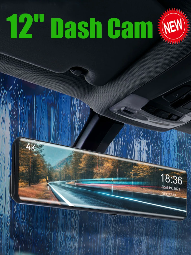 

12" Dash Cam Gps 3480*2160P Sony IMX415 Car Camera Recorder DVR 4K Car Camera Rear View Mirror Camera Security Camera Parking