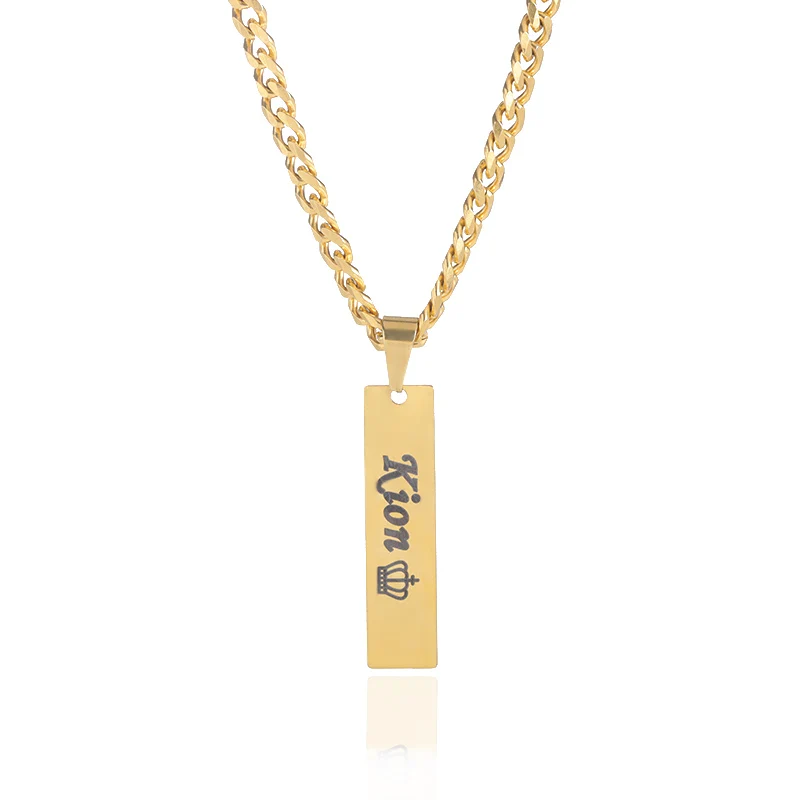 

PTQASP Fashion Stainless Steel Engrave Male Name Bangles Vintage Curb Link Chain Bar Customize Name Date Nameplate Femme Bijoux