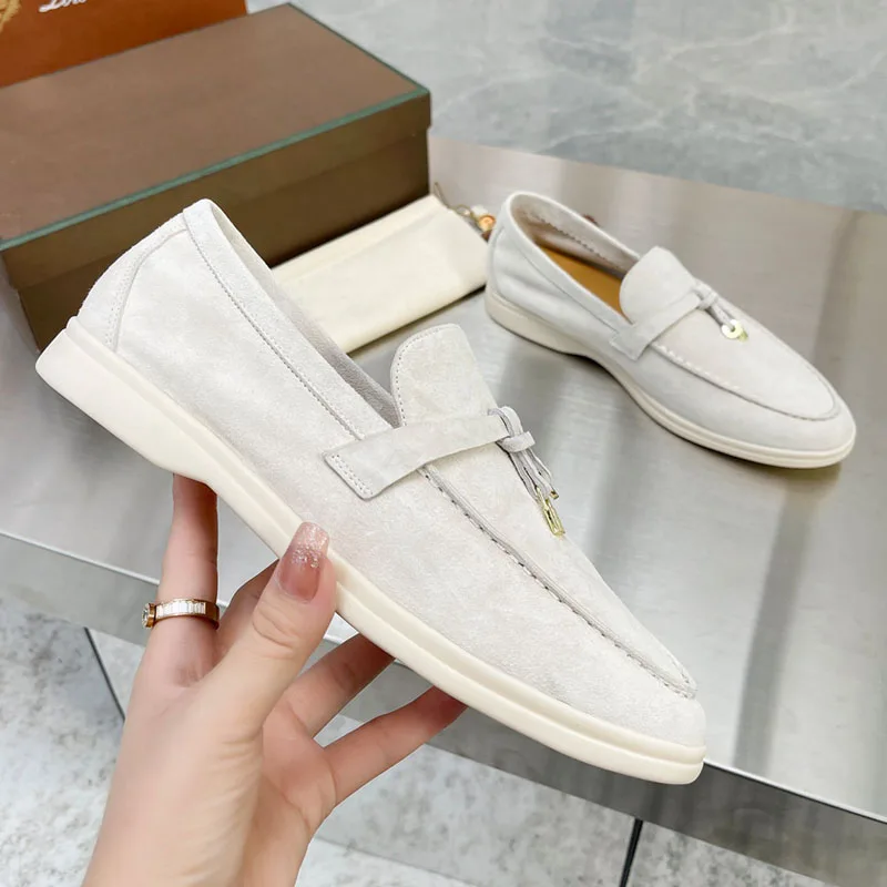 Best Quality Suede Loafers Women Moccasin Summer Walk Shoes Causal Comfortable Slip On Flat Shoes Mules Driving Beanie Shoes