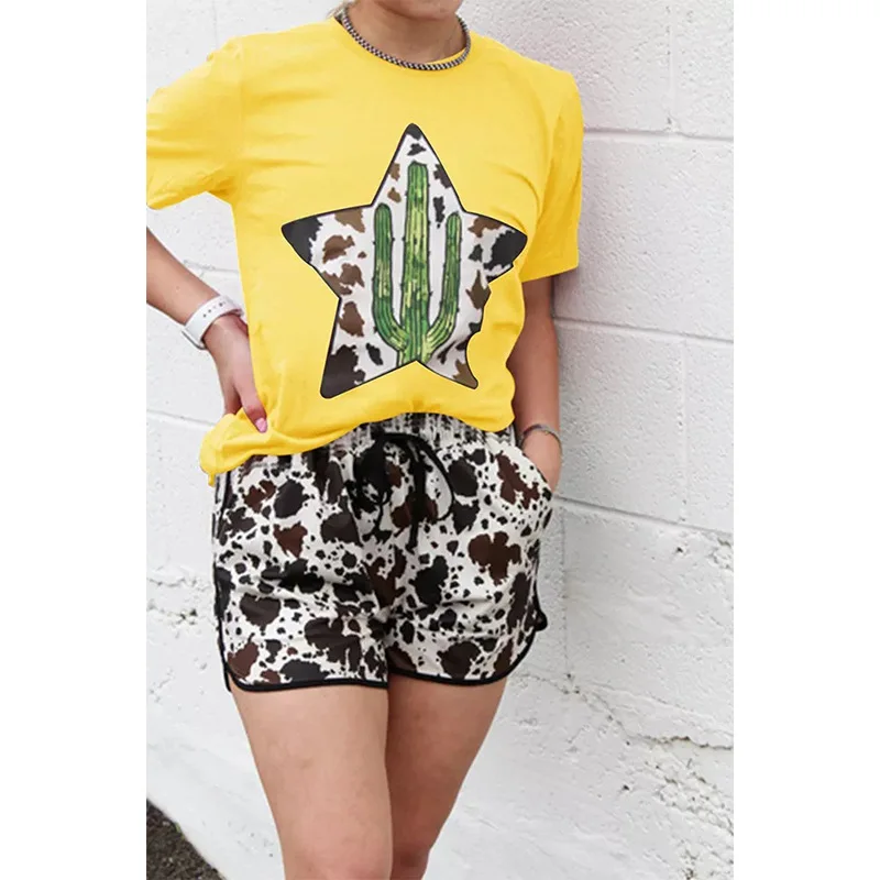 

Hot summer women's short sleeve T shirt cactus patterned print top graphic tee y2k shirt tops for women t shirt women