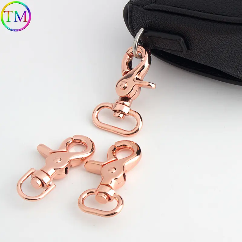 13mm 20mm 25mm 38mm Rose Gold Metal Leather Belt Swivel Trigger Lobster Clasp Clip Snap Hook Buckle For Crochet Bag Hardware