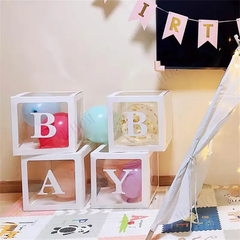 

Baby Shower Decorations Boy Girl Transparent Balloon Box Wedding Balloon Air First 1st Birthday Party Decorations Kids Ballon