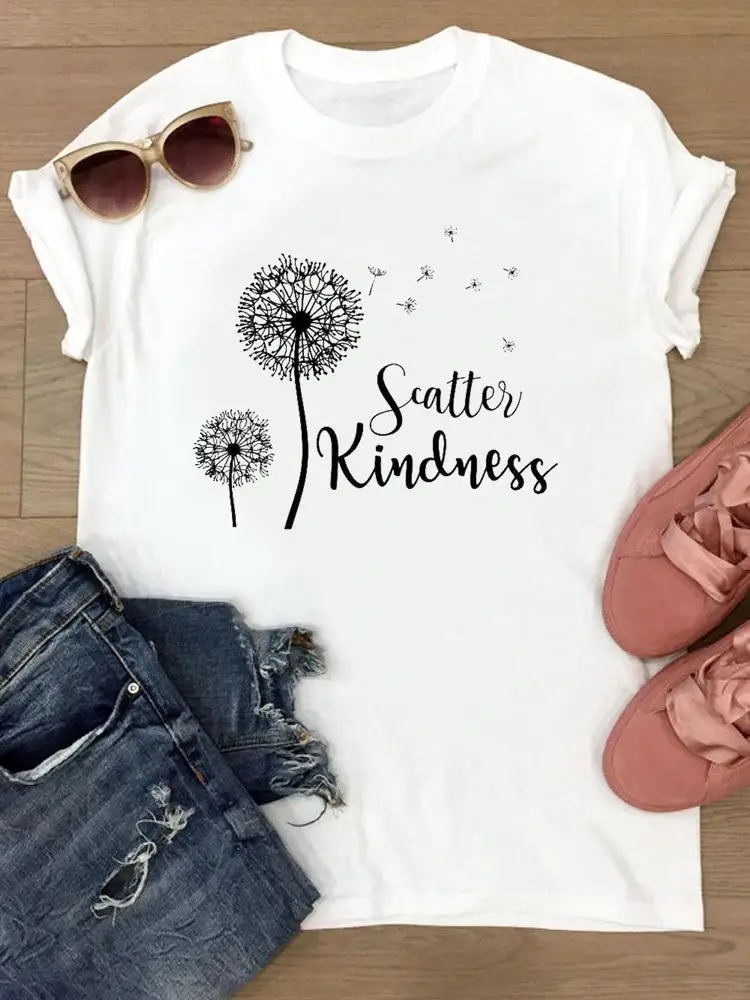 

Women's Clothes T Clothing Short Sleeve Summer Female Dandelion Trend Cute Graphic Tee Ladies Print Fashion T-shirts