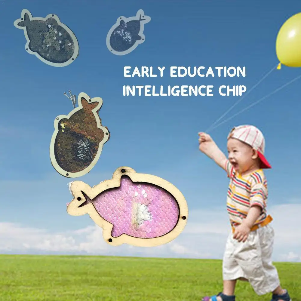 

Детская тактильная плотная сенсорная доска, Детские Ранние развивающие игрушки Монтессори, деревянные аксессуары, Игрушка Рыба с блесткам...