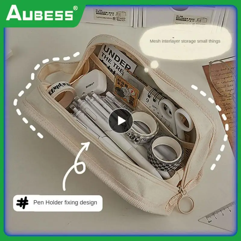 

Simple Style Pencil Case Multifunctional Stationery Box Large Capacity Portable Student Pencil Storage Box Handheld Design