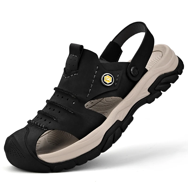 

Лето 2023, Мужская Дизайнерская пляжная обувь из искусственной кожи на толстой подошве для отдыха, роскошная мужская обувь