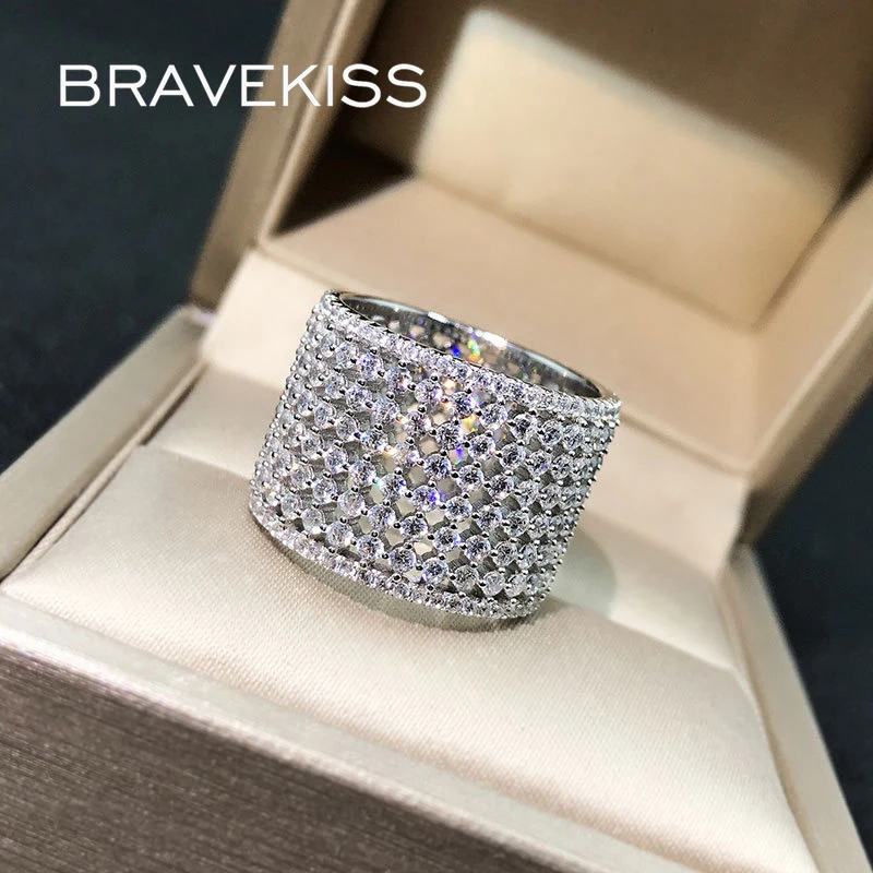 

Новинка, кольцо с фианитами для женщин BRAVKISS, роскошные обручальные кольца для женщин, девушек, пар, рождественские подарки, ювелирные издели...