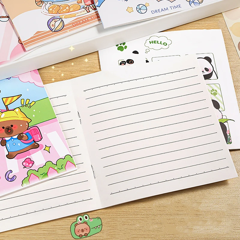 Фото 20 шт., карманные книги с рисунком Kawaii Capybara Panda, мини-дневник, портативный блокнот, милый студенческий блокнот, школьные принадлежности, подарки №3