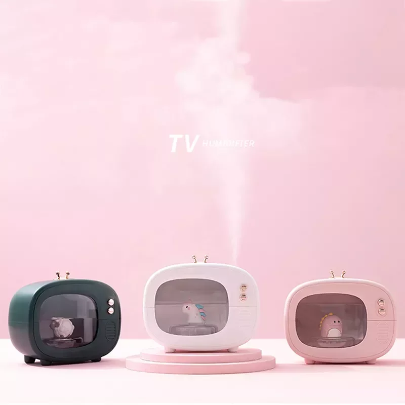 

NEW2023 USB Rechargeable Air Humidifier Creative TV Wireless Ultrasonic Cool Mist Water Diffuser with LED Light Cute Pet