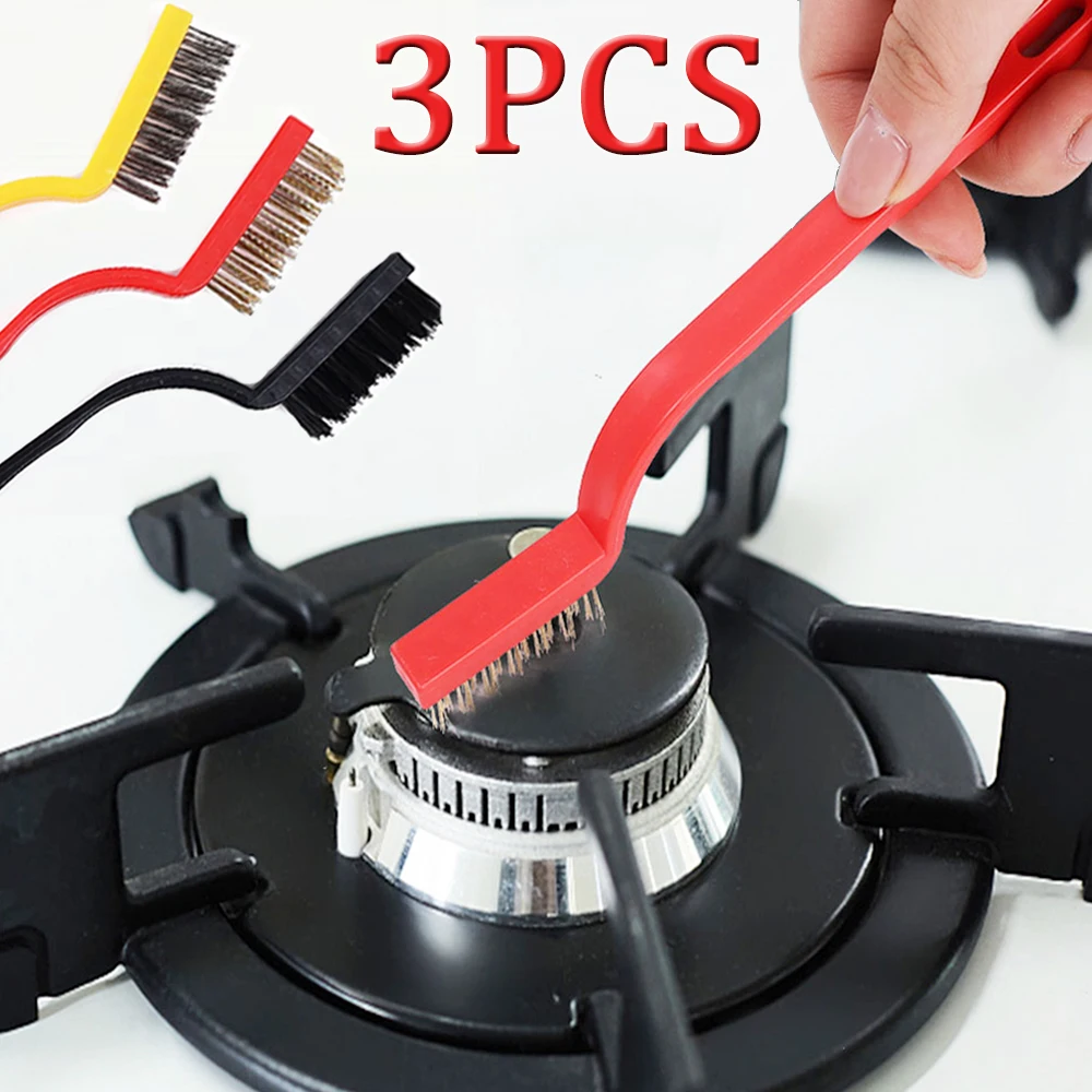 

Gas Stove Cleaning Brush Kitchen Stove Range Hood Oil Removing Steel Wire Brush Sink Groove Tool Door and Window Corner Cleaner