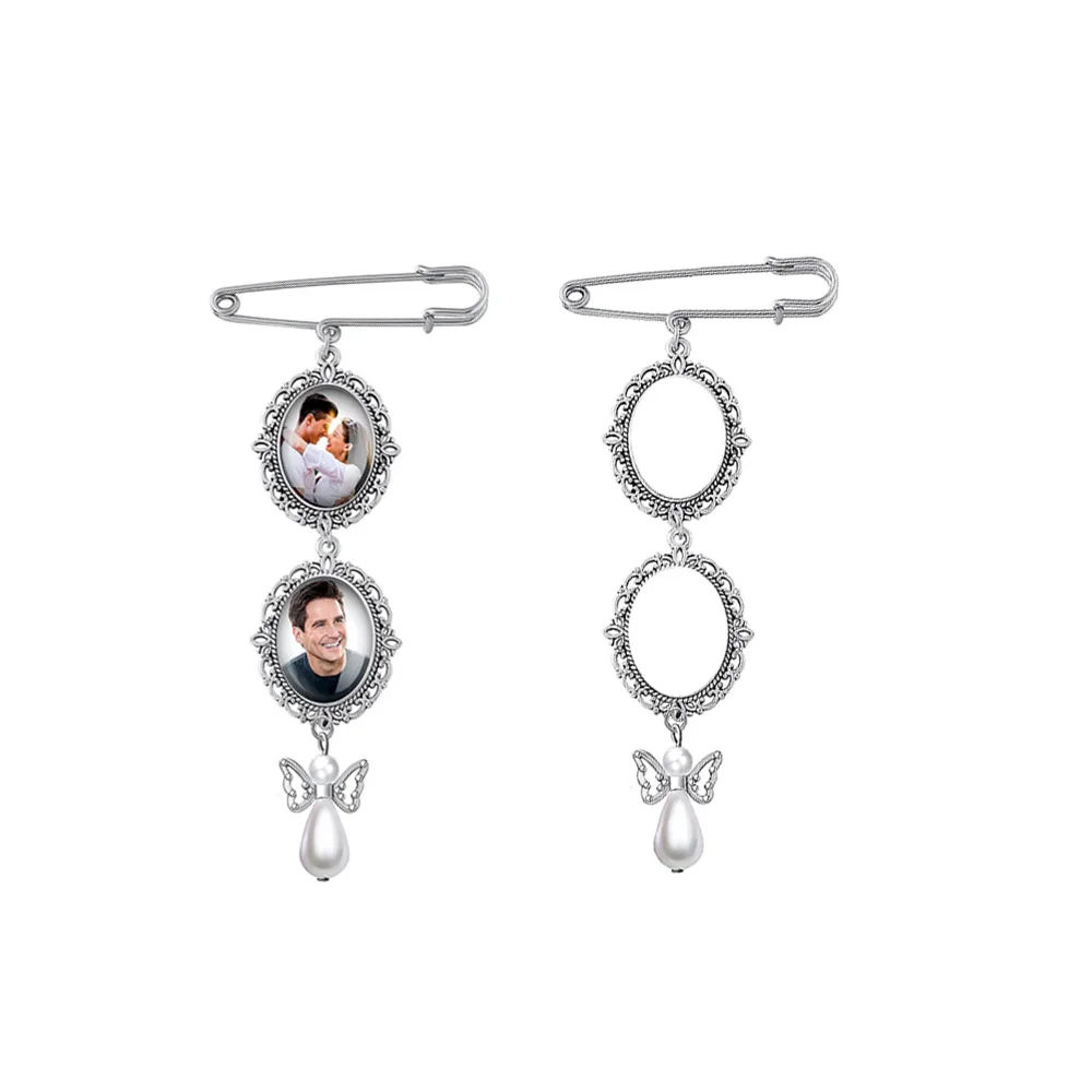 Сублимационная пустая металлическая брошь с бусинами подвески свадебный букет