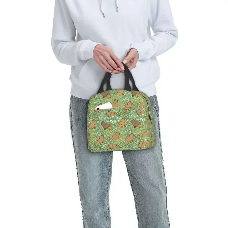 Симпатичная гигантская сумка для ланча с коллажем капибара герметичная